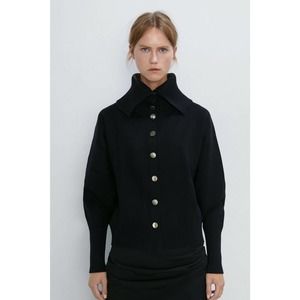 Zara Black Button-Up Cardigan